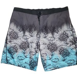 3XT Dillard's Men's BIG MAN Swim Trunks Board Shorts 9" Blue Black